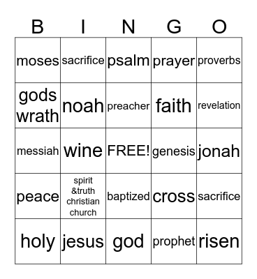 JESUS BIBLE BINGO Card