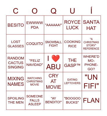 Christmas Coquí Bingo Card