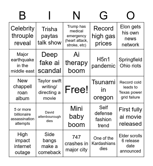 2025 Bingo Card