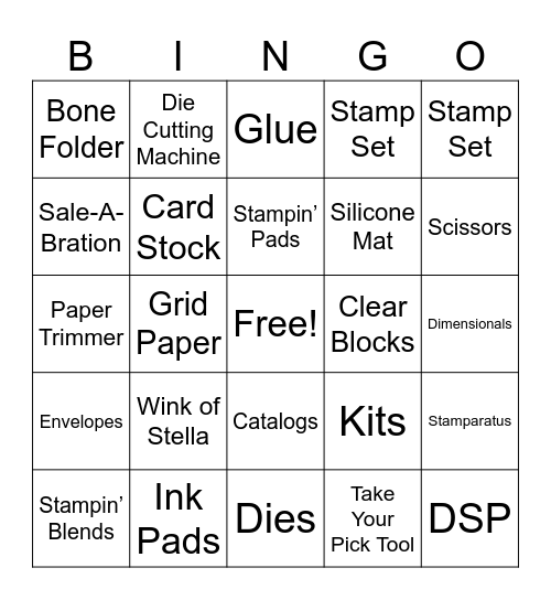 Stampin' Up! Bingo Card