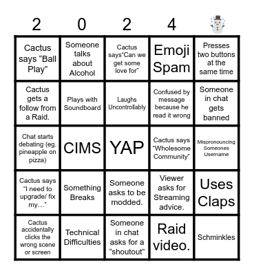CACTUS Bingo Card