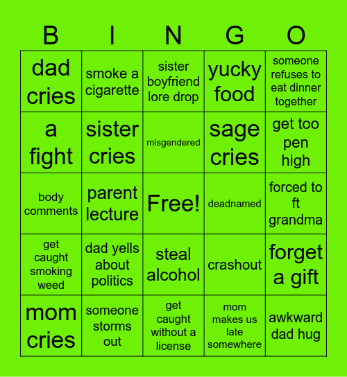 Holiday Bingo Card