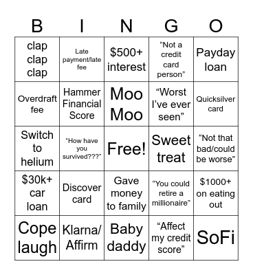 Caleb Hammer Bingo Card