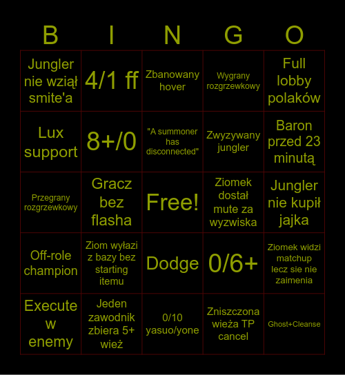 LIGA LEGO BINGO!!!!! Bingo Card