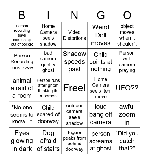 Spooky Video Bingo Card