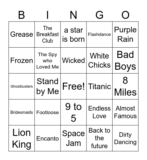 Soundtrack Bingo Card