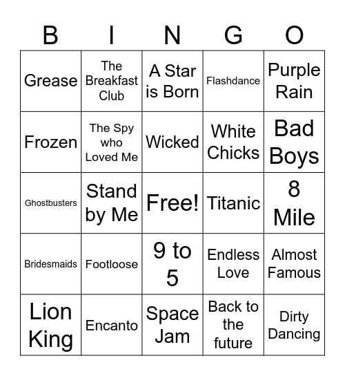 Soundtrack Bingo Card