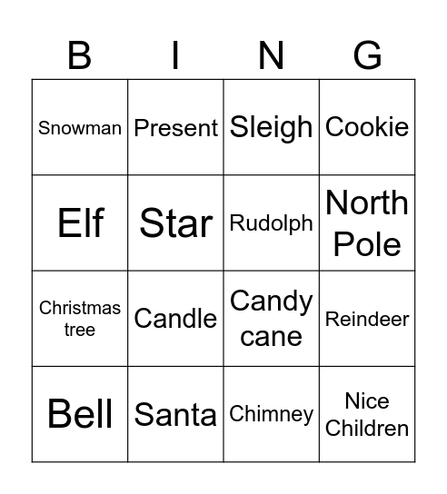 Christmas Bingo Card
