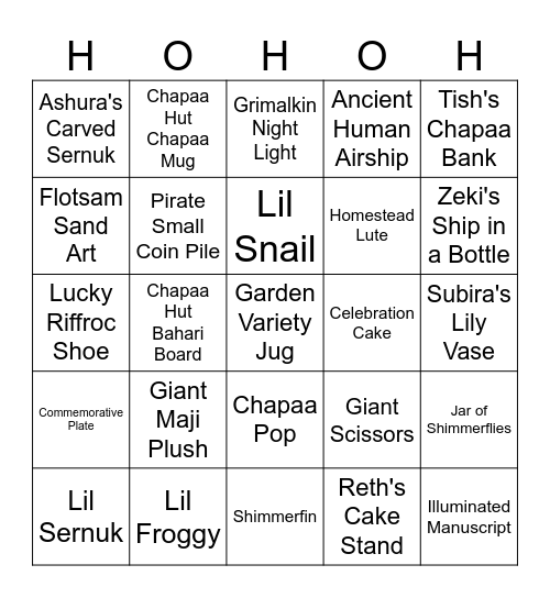 Santa's Lost Gifts Bingo Card