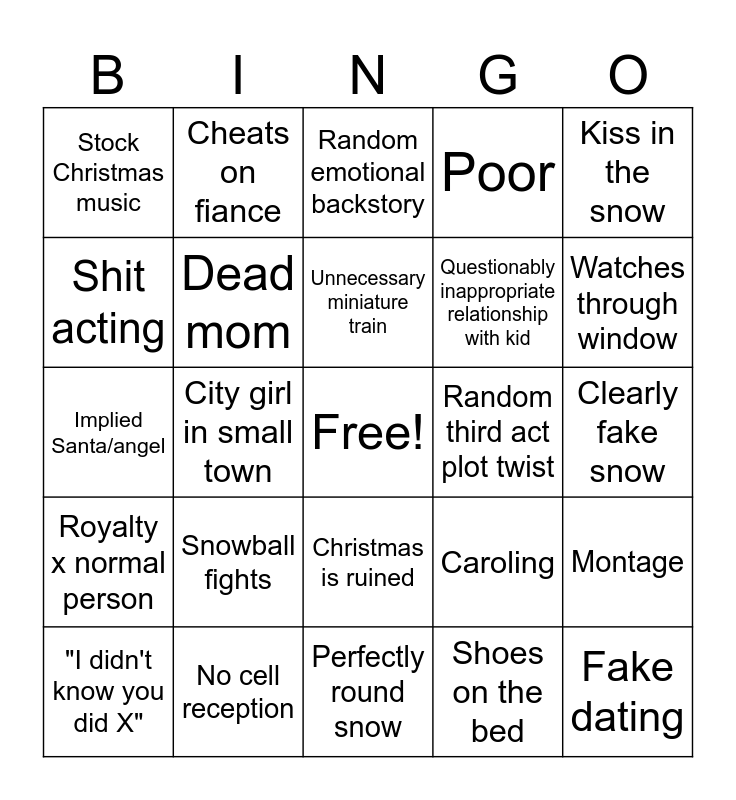 Hallmark Bingo Card