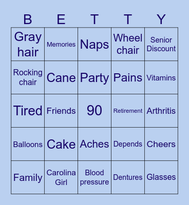 Happy 90th Birthday Bingo Card