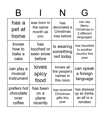 Find Someone Who......... Bingo Card