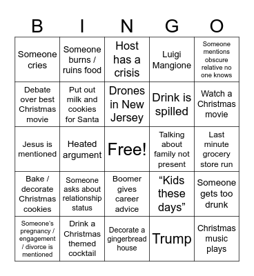 Holiday Bingo 2024 Bingo Card