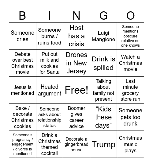 Holiday Bingo 2024 Bingo Card