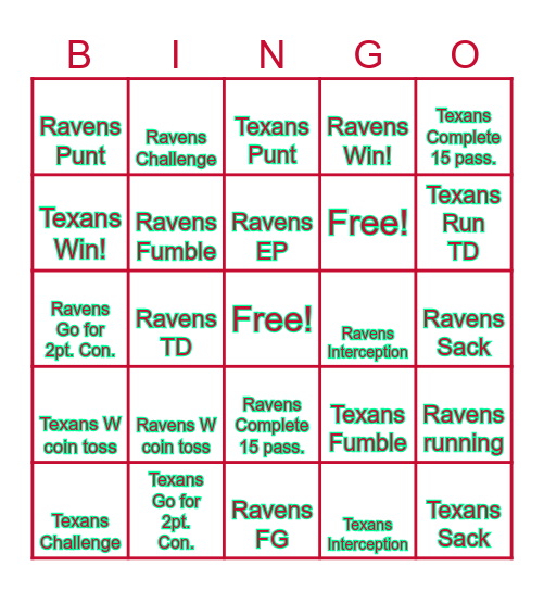 BFL Christmas Bingo Card