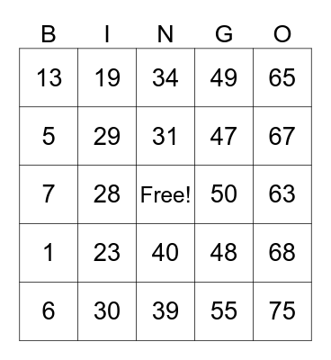 Darwin C. Bingo Card