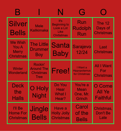 Christmas Bingo Card