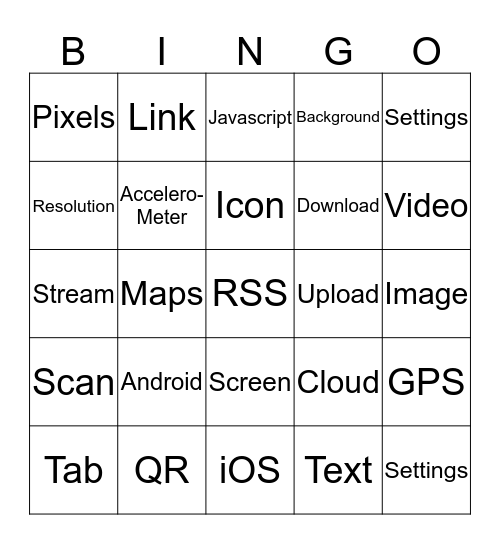 Phone App Development Bingo Card