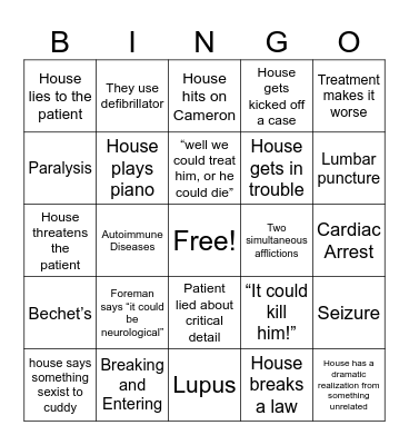 House MD Bingo Card