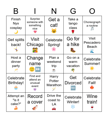 2025 Life Bingo Card