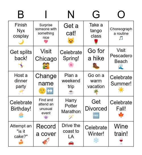 2025 Life Bingo Card