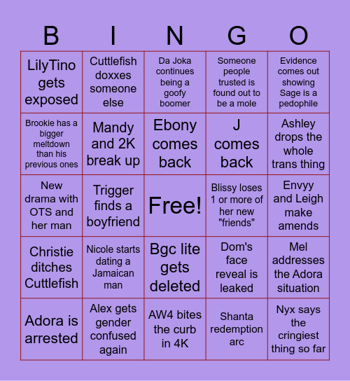 TikTok/Discord Bingo! Bingo Card