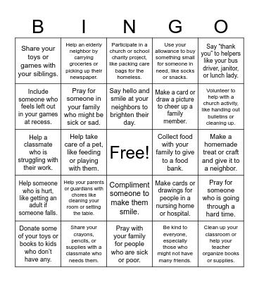 Charity Bingo Card