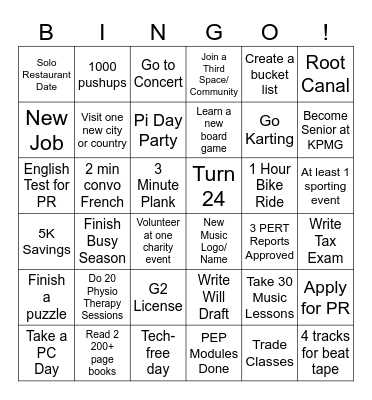 Yr 2025 Bingo! Bingo Card