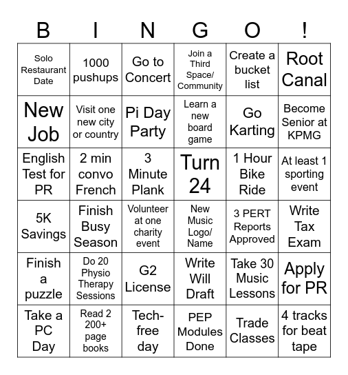 Yr 2025 Bingo! Bingo Card