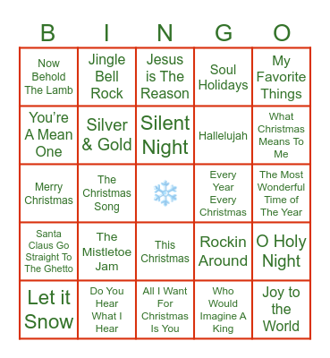 Christmas Music Bingo Card