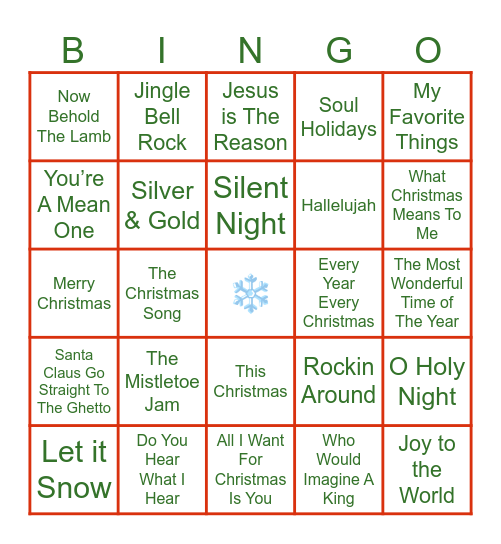 Christmas Music Bingo Card