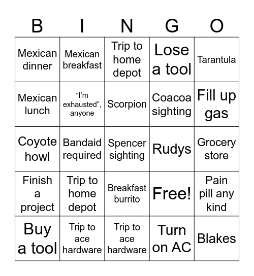 Drystone Bingo Card
