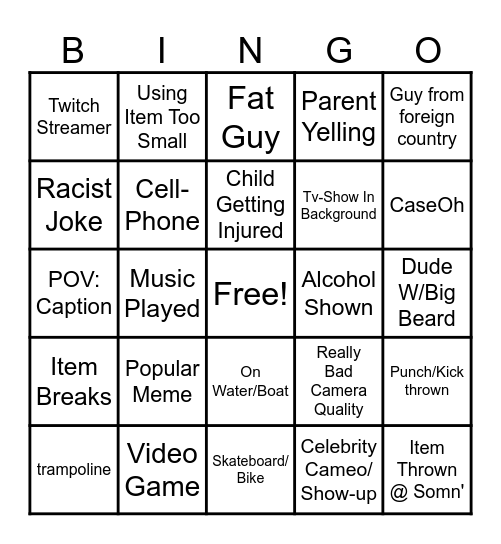 Screams TNTL Bingo Card