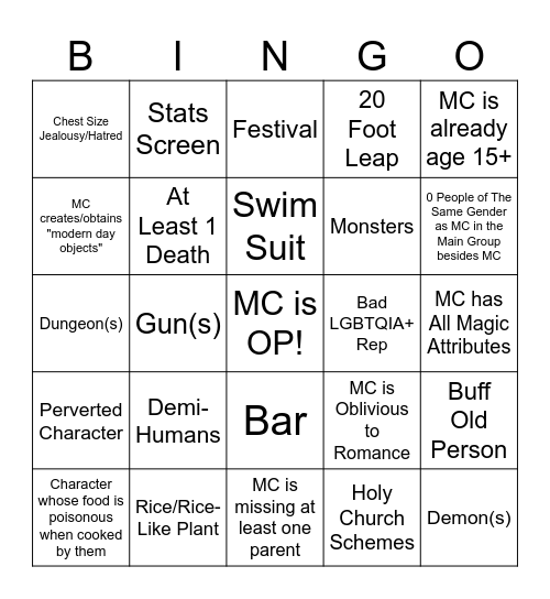 230 Bingo Card