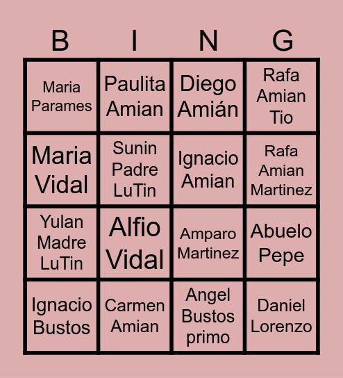 Bingo Navideño Amiano Bingo Card