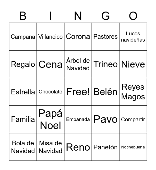 Bingo navideño Bingo Card