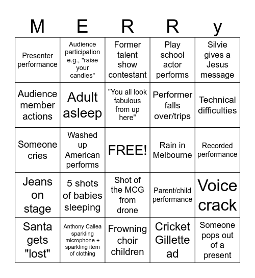 Carols by Candlelight 🎄 Bingo Card