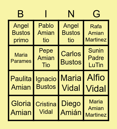 Bingo Navideño Amiano Bingo Card