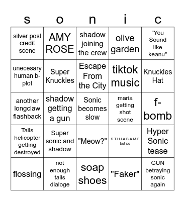 Songo Bingo Card