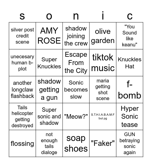 Songo Bingo Card