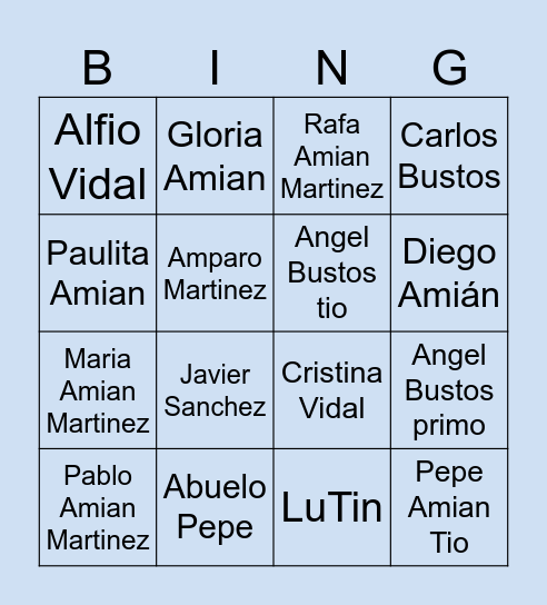 Bingo Navideño Amiano Bingo Card