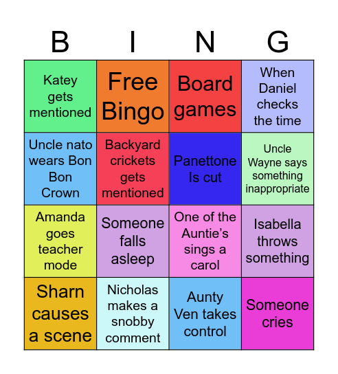 Christmas Eve  Bingo Card