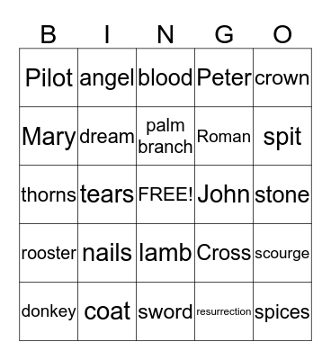 Easter Remembered Bingo Card