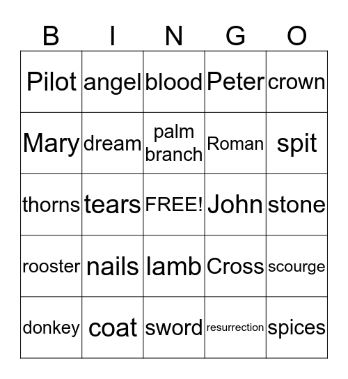 Easter Remembered Bingo Card