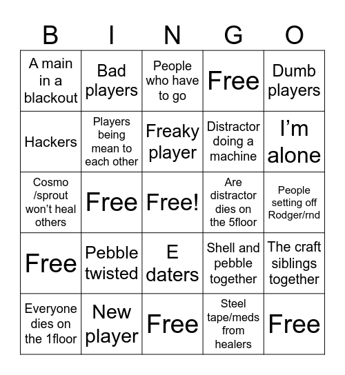 Dandy’s world Bingo Card