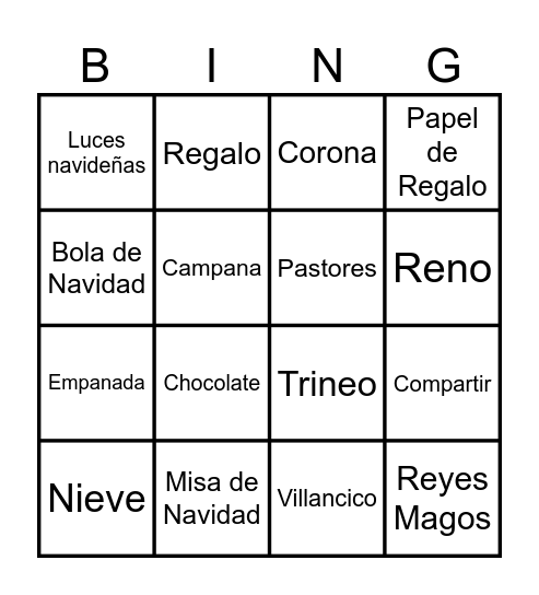 Bingo navideño Bingo Card