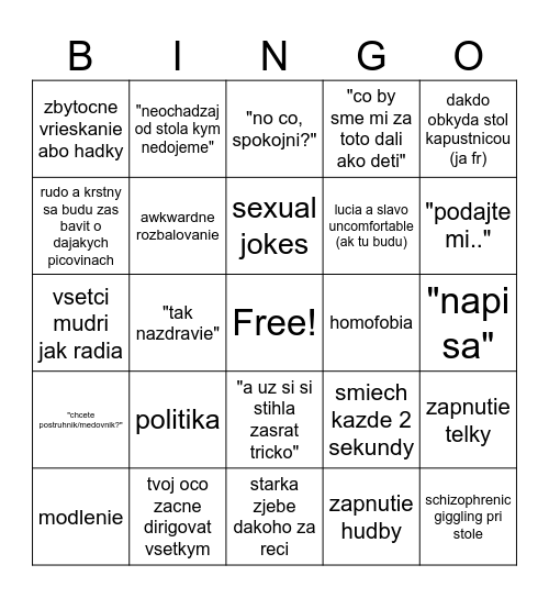 vianoce 2024 Bingo Card