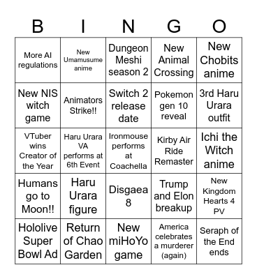 2025 Bingo Card