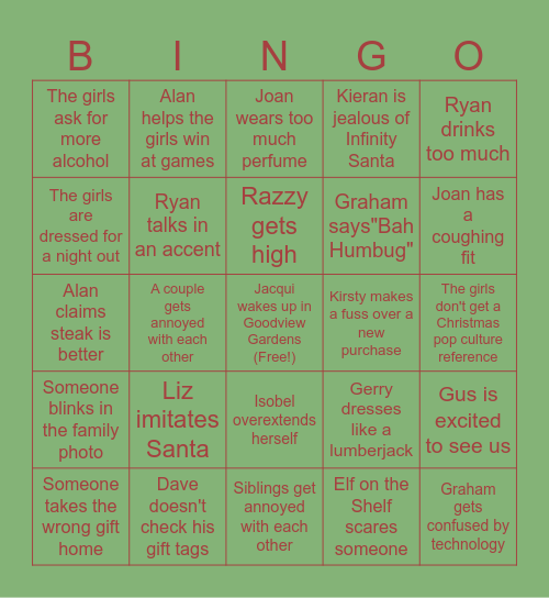 Christmas 2024 Bingo Card