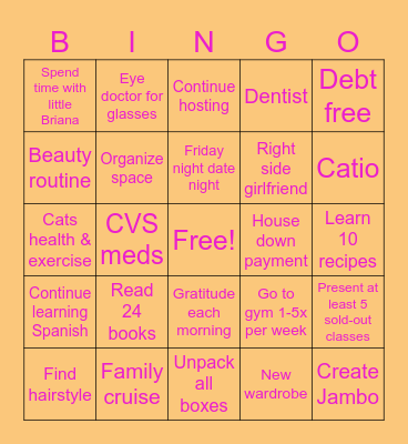 2025 Dream Year Bingo Card